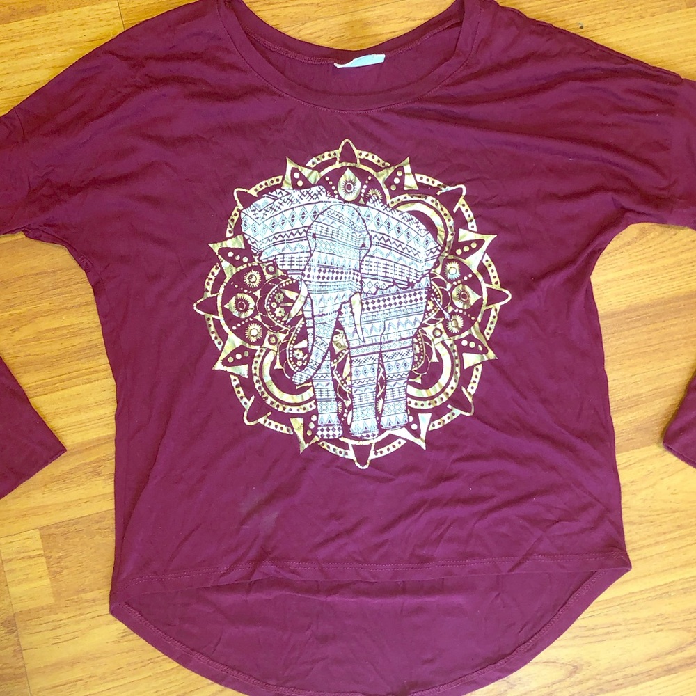 Cute elephant long sleeve purple shirt